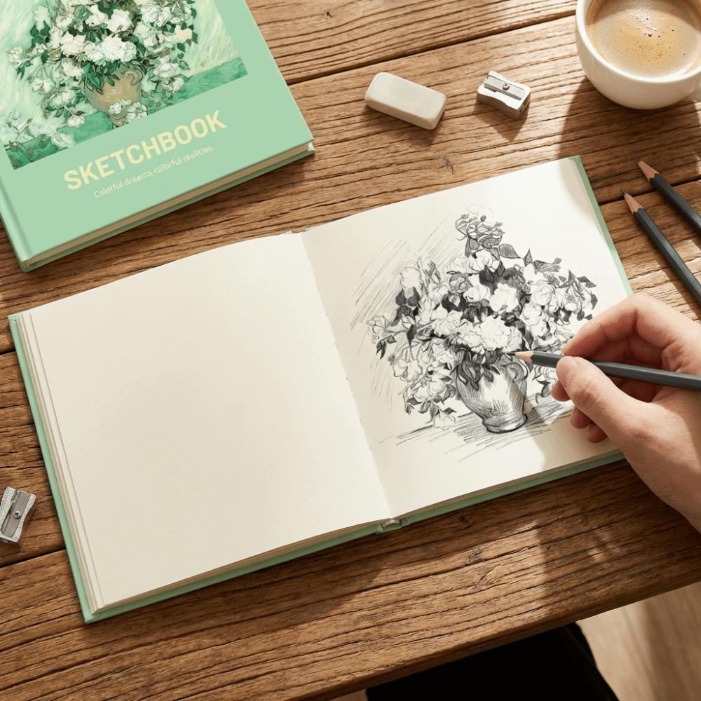 96 листов Скетчбук Квадратная форма Книга для набросков Высокое качество Мини-книга для рисования Ручная работа