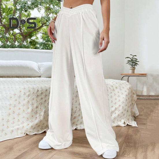 Женские брюки V-образной формы с высокой талией, прямые, широкие, длинные брюки, однотонные, свободного кроя, спортивные брюки для повседневной носки