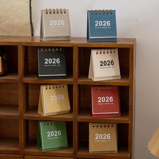 Мини настольный календарь 2026 г. Янв.2026-Дек.2026 12-месячный планировщик Маленький настольный перекидной календарь на двойной спирали для дома и офиса