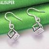 925 Sterling Silver Square AAA Zircon Piercing Earrings Fashion Charm Wedding Jewelry