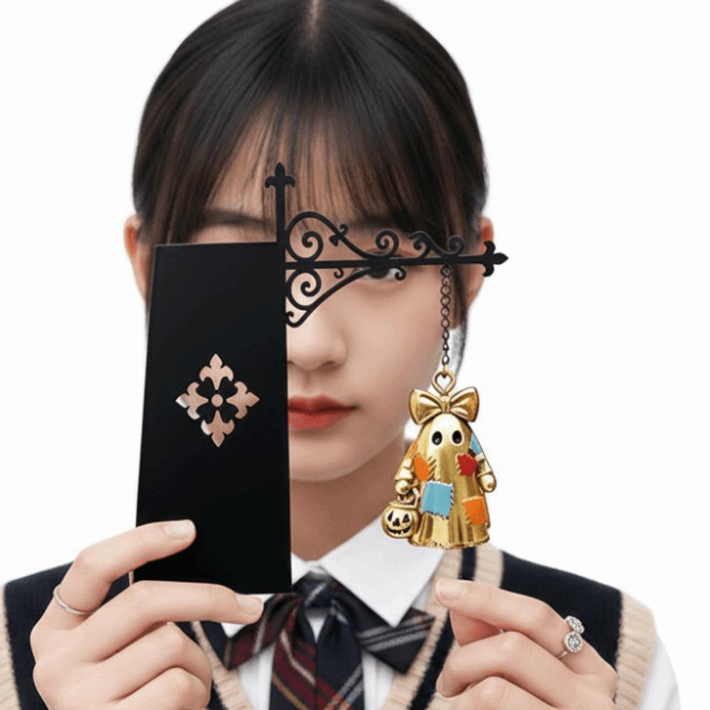 Patchwork Ghost Bookmark Metal Library Marker Hanging Bookmarker Gothic Bookmark Halloween