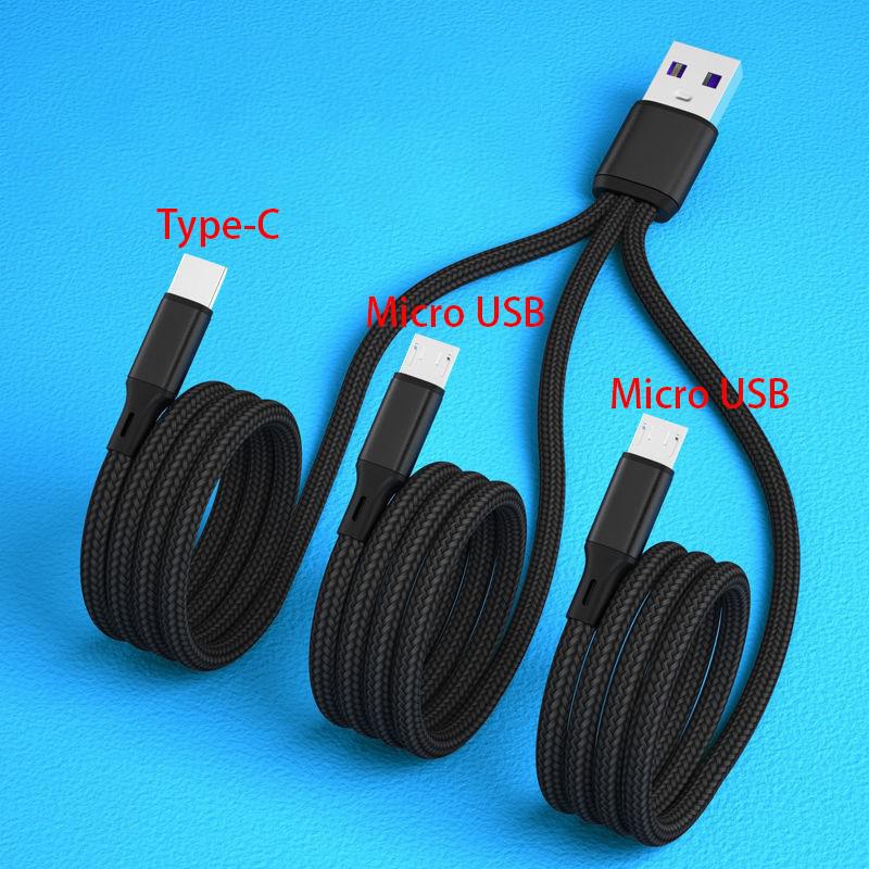 USB Charging Cable for Mobile Phone, Power Bank, Shaver Charging Cord, 3 Type-C, Micro USB, Fast Charging, 6A, 3 A