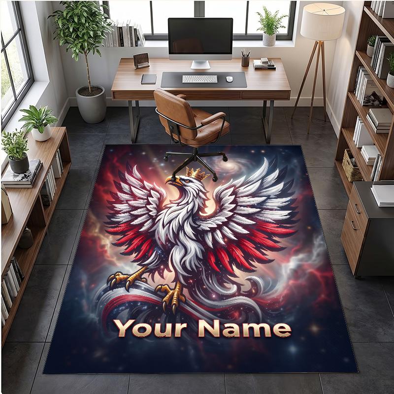 Crystal Velvet Rug Poland Football Print Custom Name Text Floor Mat Home Decor