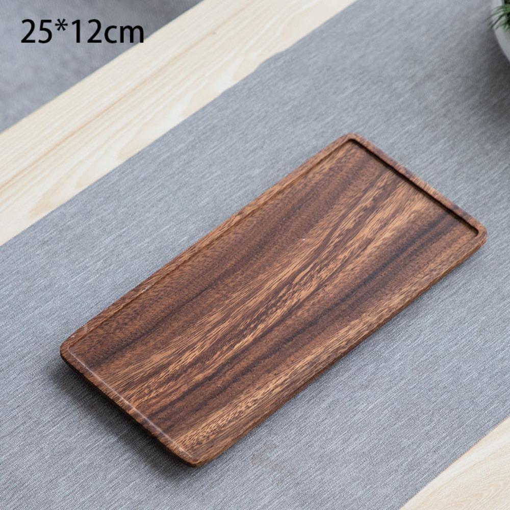 Simple Walnut Tea Tray Wooden Round Dinner Plates Leaf Storage Serving Platter Tray Tea