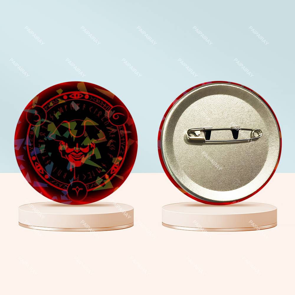 Horror Game Dark Deception Round Badge for Backpack Accessories Laser Lapel Pins Jewelry Gifts