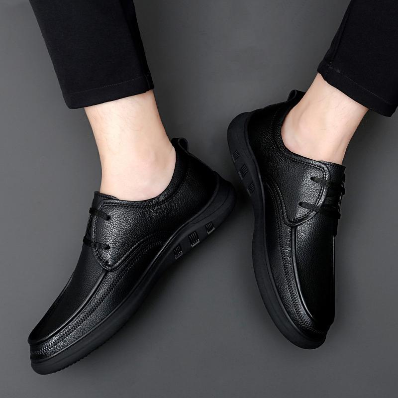 Genuine Leather Shoes Men Cow Leather Mens Casual Shoes Black Brown Plus Size Wedding Party Dress Shoes