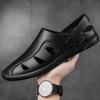 Fashion Summer Outdoor Mens Hollow Out Loafers Casual Leather Flats Breathable Slip On Business Driving Sandals Non-slip Men's Sandals