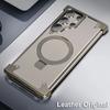 Роскошный чехол без оправы для беспроводной магнитной зарядки Magsafe для Samsung Galaxy S24 S23 Ultra из алюминиевого сплава, кожаный матовый чехол