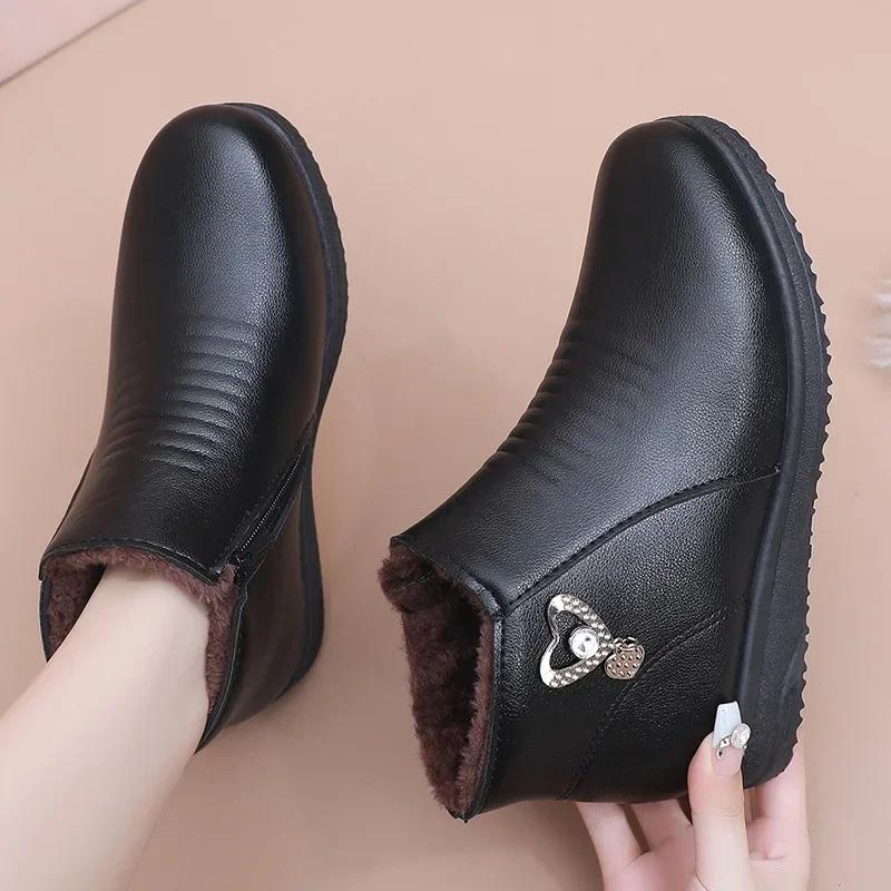 Winter Women's Ankle Boots with Plush Warm Cotton Shoes, Fashionable Anti Slip Short Boots, Outdoor Cold Resistant Cotton Boots