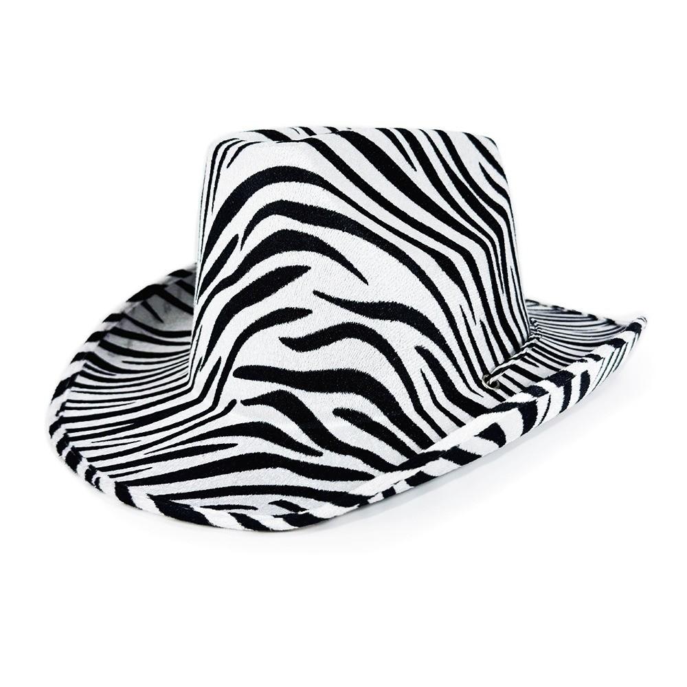Adjustable Bowler Hat Zebra Tiger Leopard Printed Cosplay Hat Prom Show Halloween Party Hat