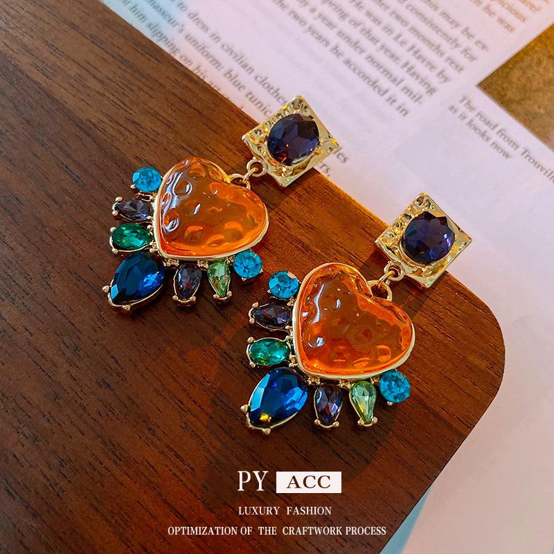 Средневековые Винтажные Серьги-Ромбы с Цветком Ретро Легкая Роскошь Высококлассные Серьги Нишевые Серьги в Придворном Стиле