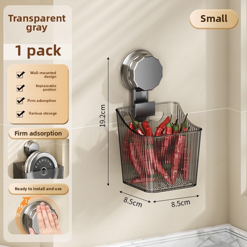 New Suction Cup Wall-mounted Kitchen Storage Rack Onion, Ginger and Garlic Seasoning Storage Kitchen Onion, Ginger and Garlic Storage Basket Rack