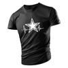 Four Seasons Adult Men'S Crew-Neck T-Shirt Top Creative Five-Pointed Star Pattern Print Loose Quick Drying Trend Short Sleeve