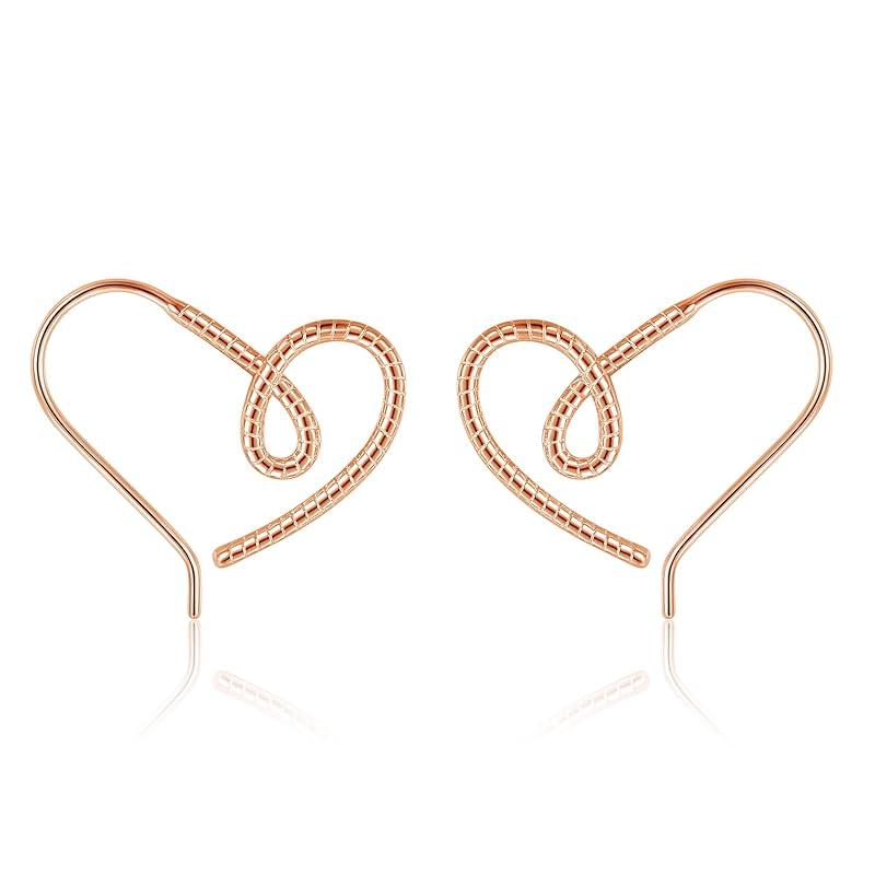 Серьги серебро925 серебро желтое золото розовое золото совместимы с металлической аллергией крючок в форме сердца не требуется застежка уникальные (розовое золото)