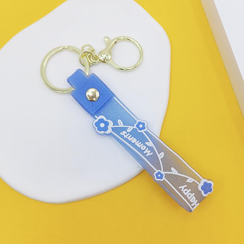 Прозрачный ПВХ мягкий резиновый брелок для ключей английский маленький цветок желе цвета сливы конфетный цвет капли клейкий браслет