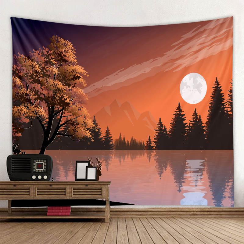 Пейзажная иллюстрация гобелен звездное небо за окном настенный висит богемный хиппи украшение дома простыня с принтом
