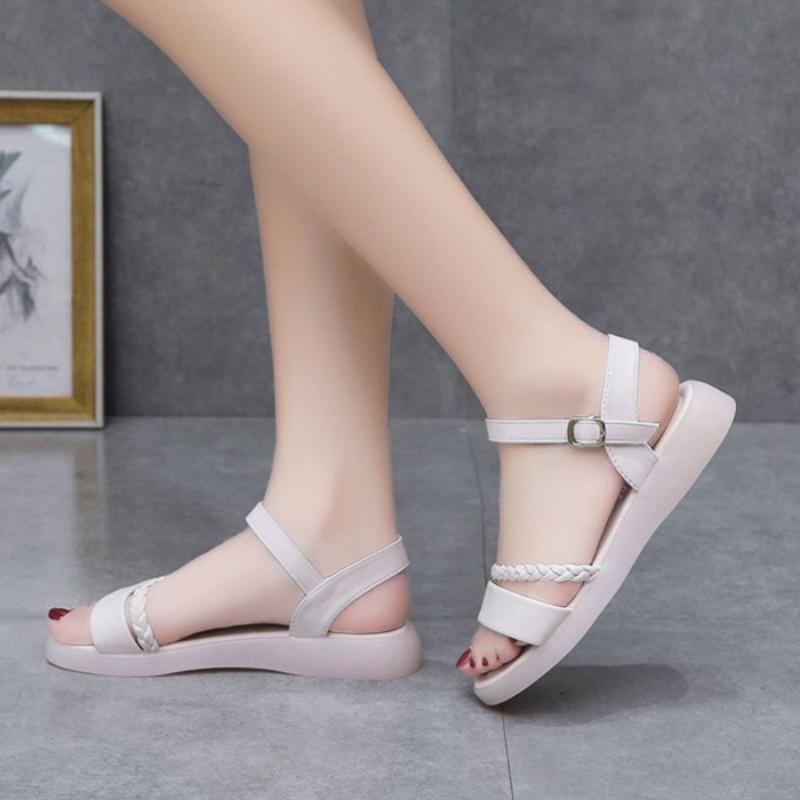 WTEMPO Brand Women's Summer Sandals Soft Bottom Niche Students Fashion A Word Buckle with Beach Women's Shoes with Skirt Flat Sandals