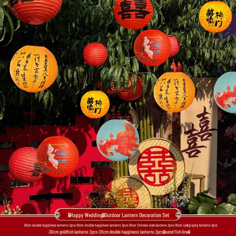 Подвесные фонари в деревенском стиле для украшения дерева - Свадебные и новогодние уличные украшения