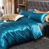 Summer Smooth Satin Duvet Cover Include Duvet Cover Flat Sheet and Pillowcases Smooth Bedding Set Silky Luxury Bedcloth Sets