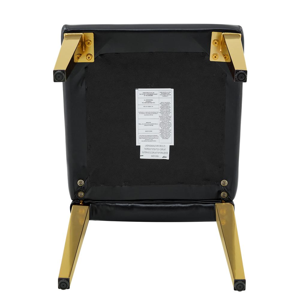 Set of 4 Dining Chairs in Black with High-Gloss Gold – Light Luxury, Gold-Colored Metal Legs for Versatile Combination Options