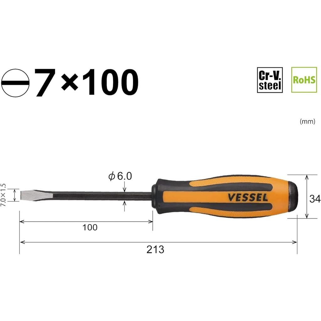 [VESSEL] Megadora Chisel Screwdriver 7 x 100 No.970