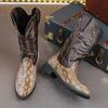 Мода Новая Зимняя Мода Высокие Топы Змеиная Кожа Микс Ковбойские Сапоги в Западном Стиле Для Мужской Повседневной Роскоши Брендовая Обувь Высокие Кроссовки Zapatos Hombre
