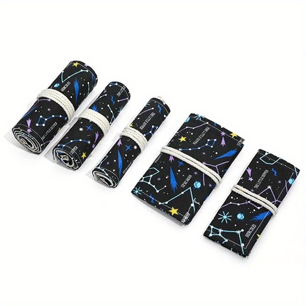 12/24/36/48/72 отверстияТолстый холст ручка занавес звездное небо печать рулон ручка сумка для эскизов принадлежности канцелярские принадлежности сумка для хранения