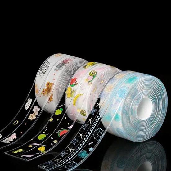 Прозрачный самоклеящийся водостойкий стикер на стену с принтом для ванной комнаты, кухонной раковины, уплотнительной ленты для ванны