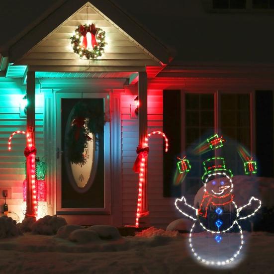 Рождественская гирлянда, фигурка-украшение, пингвин, забавная анимированная игра в снежки, активный декор для рамки, снеговик, светодиодный ночник для дома и улицы