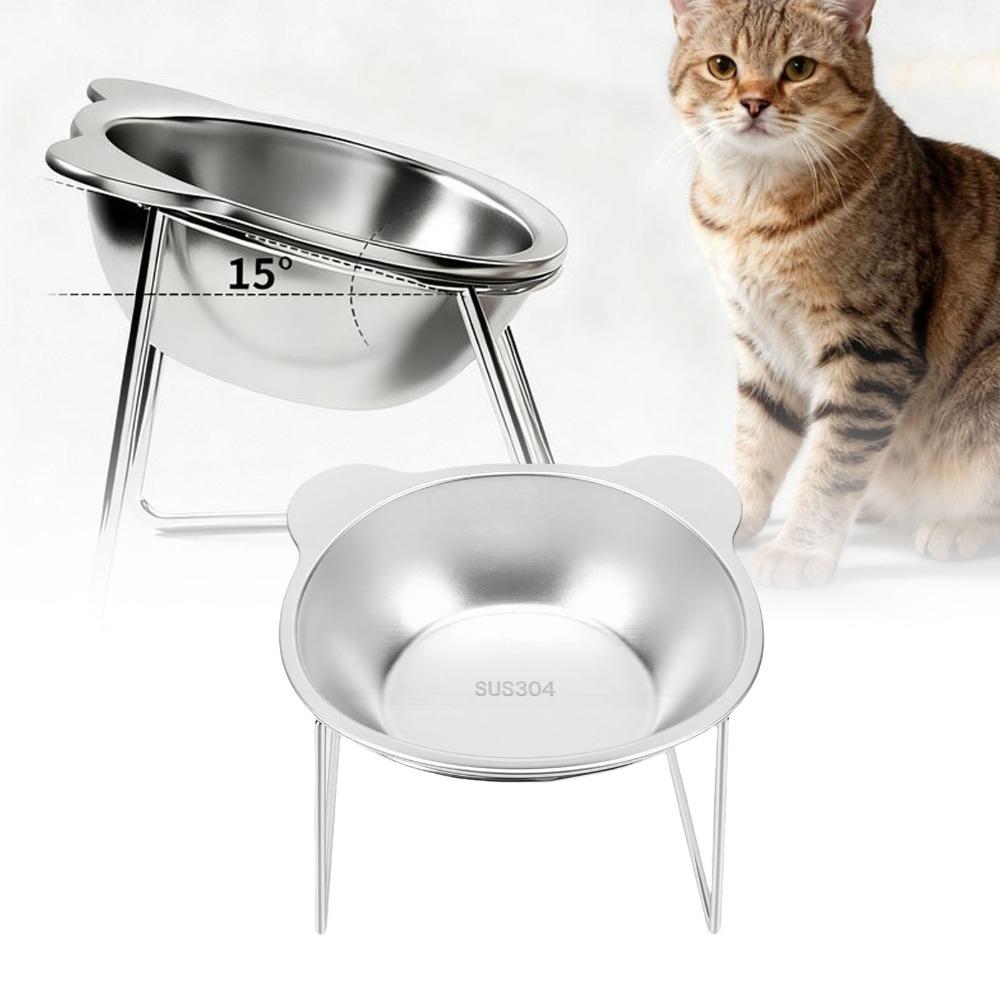 Stainless Steel Elevated Pet Bowl 5.9" Wide Bowl Cat Food Bowl Durable Raised Cat Bowl Home Use