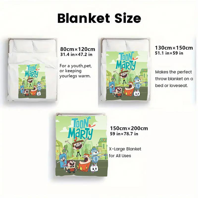 Toon Marty Cartoon Character 2D Flat Pattern Flannel Blanket High quality All Seasons Warmth and Comfort Perfect for Christmas Gifts.