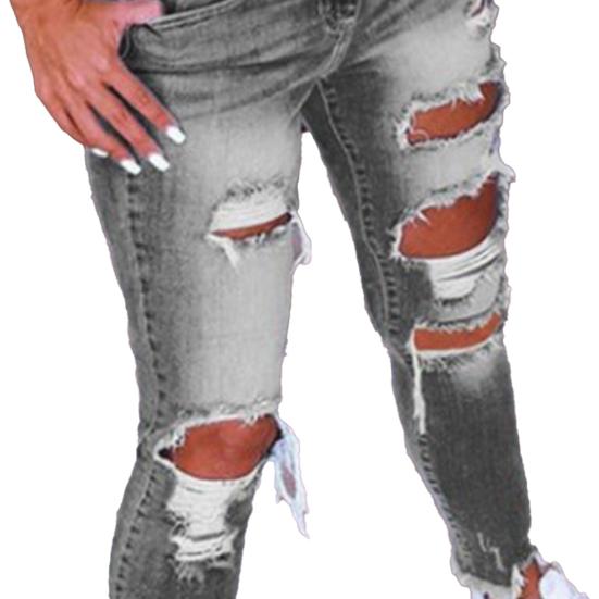 Джинсы Карманы Удобная для кожи нижняя часть Карманы с рваными отверстиями Брюки-карандаш для путешествий