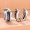 Simple Fashion Square Cubic Zirconia Hoop Earrings For Women Silver Color U Shape Earrings Trend Piercing Jewelry Gifts