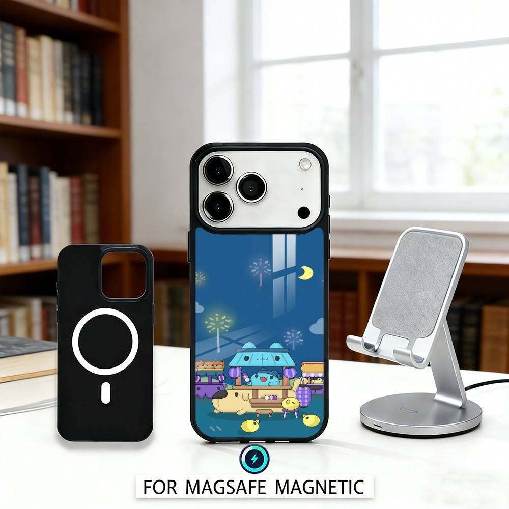 Чехол для телефона Fluffy-Cat B-Bugcat C-Capoo Магнитный Для iPhone17 16 15 14 13 12 Pro Max Для Magsafe Беспроводная зарядка Чехол