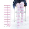 Striped Lolita Knee Socks with Pink Cat Claws and Dog Paws for Girls