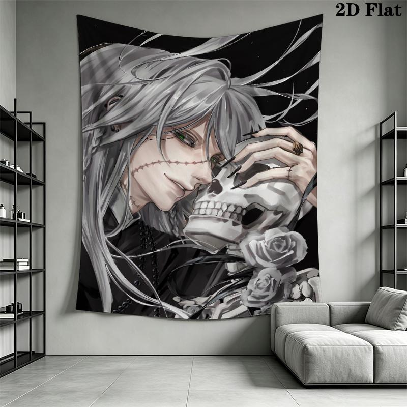 Death God Butler Wall Tapestry Aesthetic Wall Hanging Printed Fabric Blanket Decorative Tapestries for Bedroom Living Room Home Decor