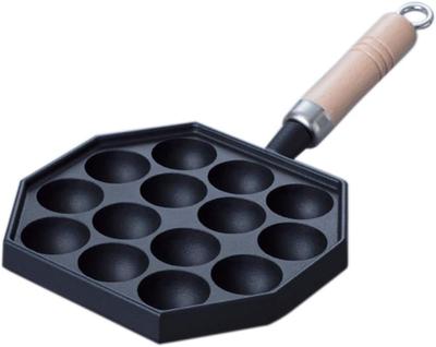 Iwachu Takoyaki 14 отверстий деревянный IH совместимый Отверстие 4 см Nanbu Ironware 90033 черный (с ручкой) диаметр ок.
