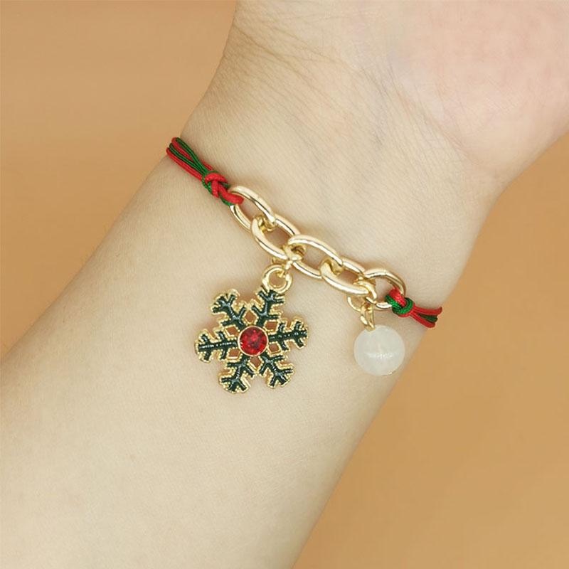 Очаровательный плетеный веревочный кулон-браслет Лось Снеговик Сплавная цепочка Новый год Рождественский подарок Ювелирные изделия