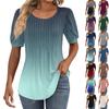 Женские пышные туники с короткими рукавами, топы, плиссированные блузки с воротником, повседневные свободные весенне-летние футболки