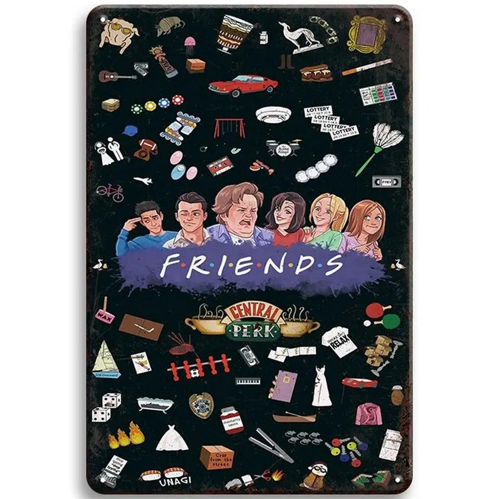 Винтажная металлическая жестяная табличка Friends Central Perk Ретро настенный плакат для игровой комнаты, кафе, гаража, клуба, бара и пабов декор