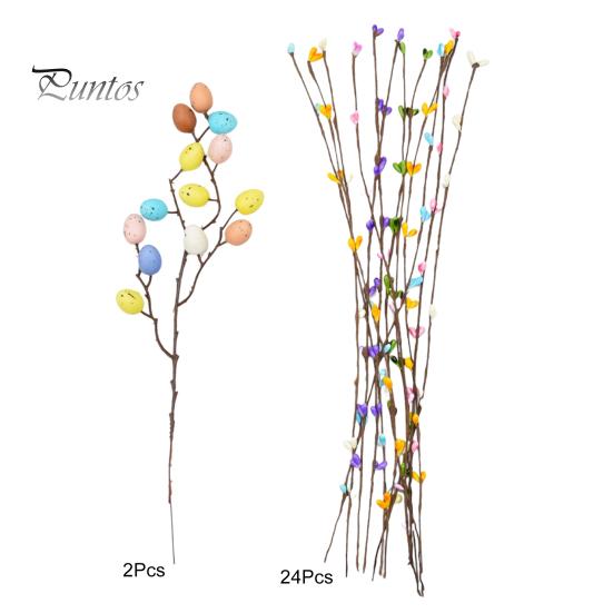 26 шт. искусственных пасхальных лоз с пастельными яйцами и ягодами, весенние цветочные стебли, ветки пасхальных яиц для цветочной композиции, домашнего декора