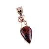 Natural Mahogany Obsidian Gemstone 925 Solid Silver Two Tone Pendant 1.75" u0J78