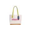 Coach Kia 31 Color Block Leather Tote Bag Women Tote White Chalk CA097-B4CAH