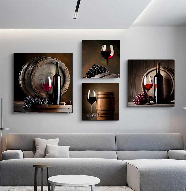 Kitchen Bar Red Wine Grape Beer Wall Art Canvas Painting Still Life Nordic Poster Wall Pictures Decor For Living Room