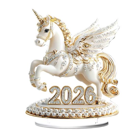Acrylic Horse Ornament 2D Flat Horse Tabletop Decoration Collectible Colorful Horse Centerpiece for Year of The Horse New Year Living Room Decor