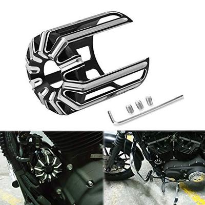 Крышка масляного фильтра AQIMY для Harley-Davidson, Алюминий CNC, Совместима с Sportster 883/1200 XL/Touring Softail, Стиль решетки отделки, Черный + Хром, Re