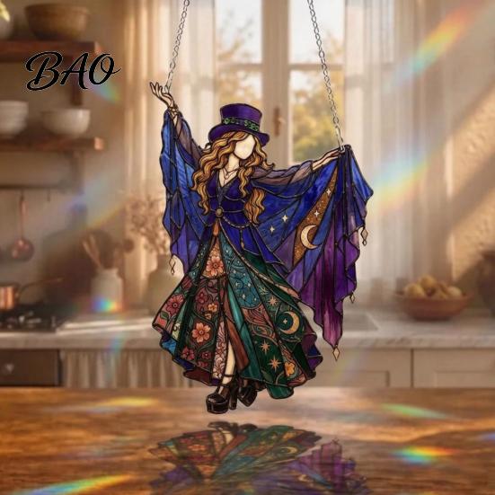 Lightweight Acrylic Sun Catcher Dancing Lady Catcher, Hanging Ornament, Bohemian Gothic Woman Window Spinner, Gift for Mom Grandma Wife Dance Wall