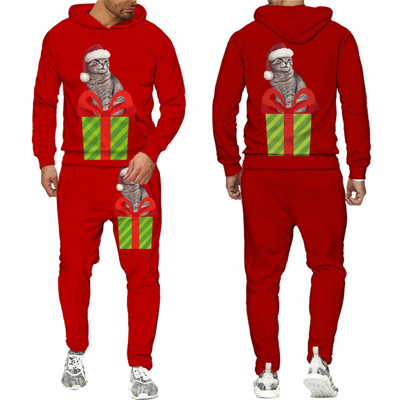 Толстовка с 3D принтом оленя и рождественским принтом/комплект, модный спортивный костюм для пар, спортивная одежда, забавная новогодняя праздничная одежда
