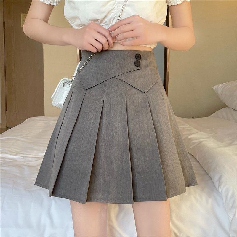 Женская плиссированная юбка с высокой талией Y2k, летняя повседневная кавайная клетчатая трапециевидная черная теннисная японская школьная форма, мини-юбки для девочек