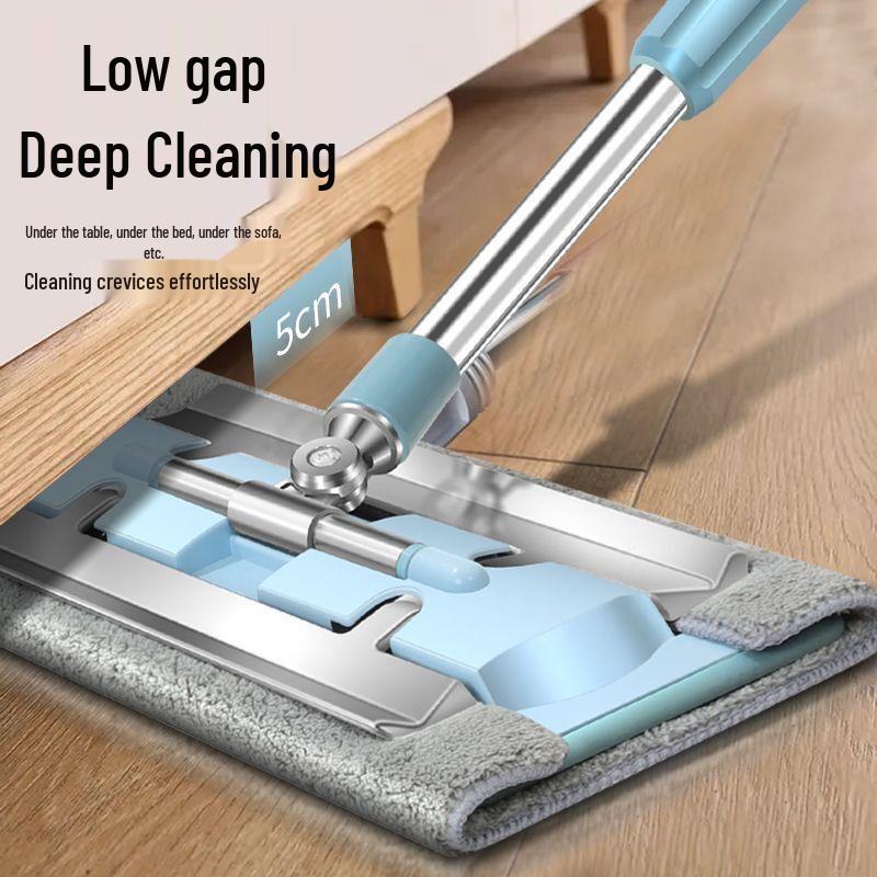 Durable Flat-Head Lazy Mop with Steel Clips and Metal Joints for Dry and Wet Home Cleaning